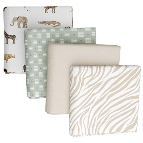 Parent's Choice Cotton Flannel Receiving Blankets for Baby Boys and Girls, Safari, 4-Pack