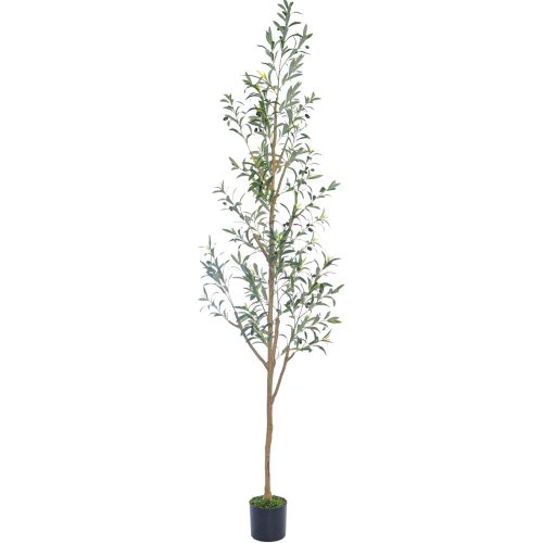 7.6FT (92'') Olive Tree Tall Skinny Artificial Plants for Home Indoor, Fake Potted Olive Silk Tree for Modern Home Office Living Room Floor Decor Indoor