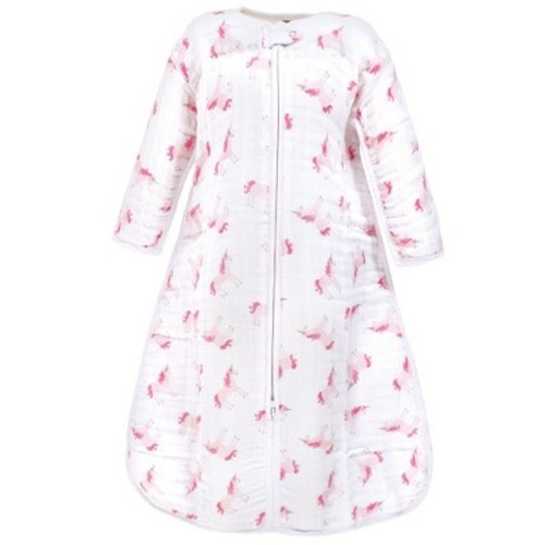 Hudson Baby Infant Girl Long Sleeve Muslin Sleeping Bag, Wearable Blanket, Sleep Sack, Pink Unicorn, Size: 0-6 months