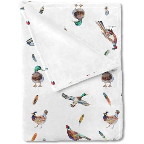 Country Duck and Pheasant Baby Blanket for Boy Girl Wild Ducks Birds Feathers Flannel Swaddle Blanket Hunting Animal Soft Receiving Blankets for Stroller Crib Newborn Toddler Bed Blanket 30x40