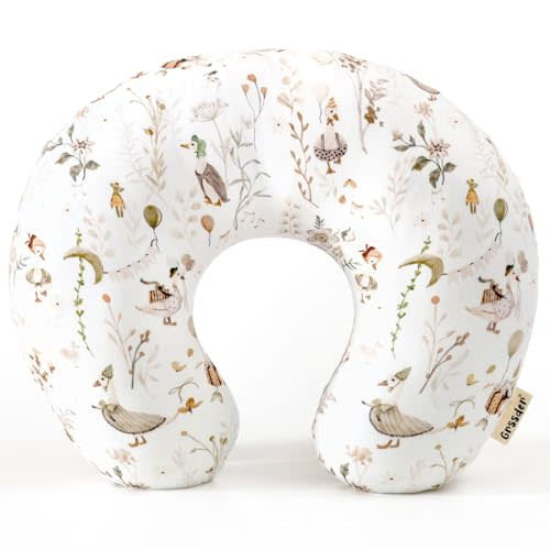 GRSSDER Nursing Pillow Cover Stretchy Minky Removable Nursing Covers for Breastfeeding Pillows, Ultra Soft Comfortable Slipcover for Boy and Girls, Cute Duck Pattern