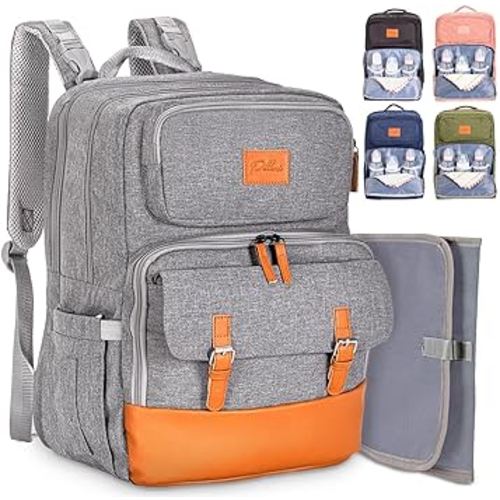 PILLANI Baby Diaper Bag Backpack - Baby Bag for Boys & Girls, Diaper Backpack - Large Travel Diaper Bags for Baby Girl w/Changing Pad - Newborn Essentials,Baby Registry Search,Baby Shower Gifts Items