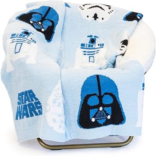 Jay Franco Star Wars Feather Knit Fluffy Throw Blanket - Darth Vader and R2D2 Fuzzy Blanket Measures 50 x 60 inch - Super Soft Lightweight Bedding