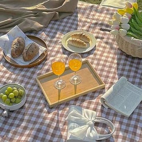 LRUUIDDE Large 80"x 60" Beach Blanket, Outdoor Picnic Blankets, Waterproof Sandproof Portable Blankets, Foldable and Lightweight for Spring Summer Camping, Beach, Park (Brown)