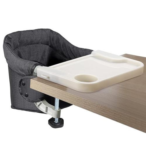 Toogel Hook On High Chair with Removable Dining Tray,Folding Portable Clip on Table High Chair,Baby Chair with Storage Bag for Indoor/Outdoor, Black - Hook On Chair - Black with Tray