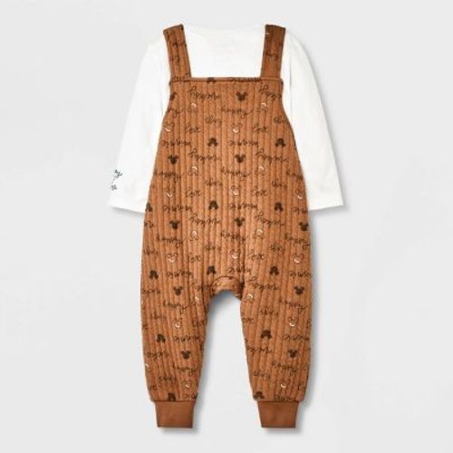 Baby Boys' Mickey Mouse & Friends Solid Top And Bottom Set - Light Brown 0-3m