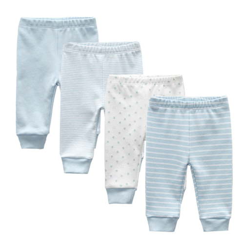 Zavbaby Unisex 4 Pieces Newborn Pants Sets Soft Cotton Infants Bottoms 0-12M