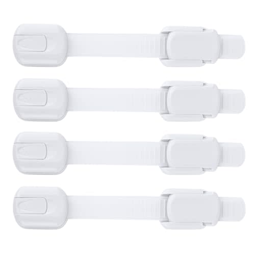 Child Safety Strap Locks (4 Pack) Baby Proof Cabinets, Drawers, Fridge, Toilet & Trash Cans – 3M Adhesive Childproof Locks – Jool Baby