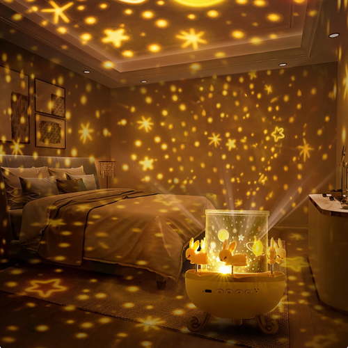 REZUOFI 1 Pcs Wanhuo Music Box Projector Lamp with Rotating Starry Sky Galaxy Night Light Projection for Bedroom Home Decor Ambient Lighting and Relaxation