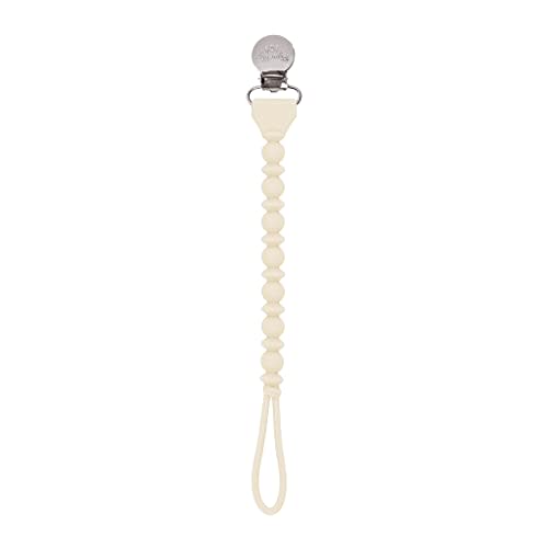 Itzy Ritzy Silicone Pacifier Clip; 100% Food Grade Silicone Pacifier Strap with Clip Keeps Pacifiers, Teethers & Small Toys in Place; Features One-Piece Design & Silicone Cord (Buttercream)