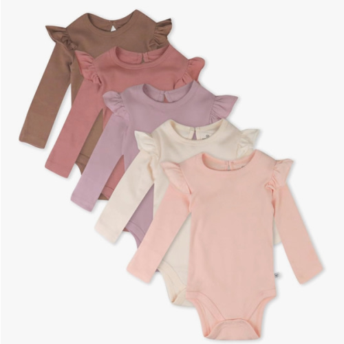 HonestBaby Long Sleeve Bodysuits Multipack Organic Cotton for Infant Baby Girls