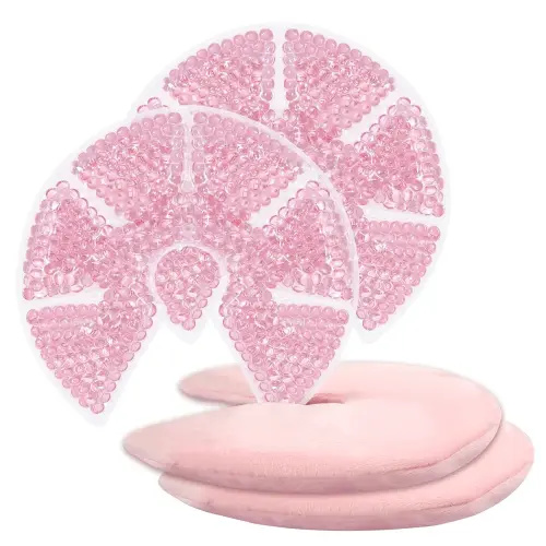 Hot/Cold Breast Gel Bead Ice Packs Breast Cooling/Heat Pads Relief for Breastfeeding, Nursing Pain, Mastitis, Engorgement, Swelling, Plugged Ducts | Boost Milk Let-Down & Production,2 Pack (Pink)