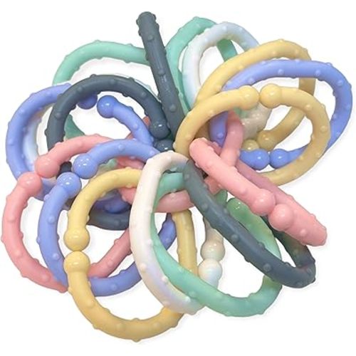 Lulyboo Link Baby Rings - 18-Count Plastic Chain Links for Baby Toys 3 Months Plus- Sensory Development with Engaging Colors & Easy to Clean, Versatile – Pastel