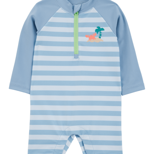 Blue Baby Boy 1-Piece Striped Long-Sleeve Rashguard Swimsuit - Blue | Carter’s Oshkosh Canada