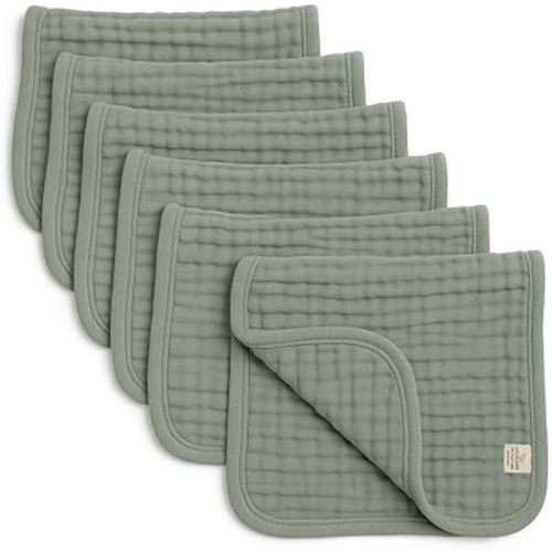 Premium 100% Muslin Cotton Burp Cloths 20" x 10", 6 Layer Large, 6 Pack, Absorbent for Baby Drool and Messes – Non-Irritating & Delicate Baby Burp Cloths for Boys & Girls (Pastel Green)