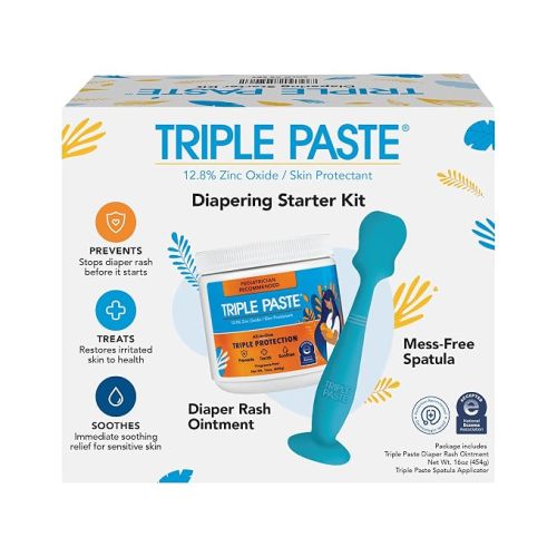 Triple Paste Diaper Rash Cream for Baby & Baby Spatula Bundle - 16 oz Zinc Oxide Ointment and Spatula Treatment, Soothe and Prevent Rash with a Pediatrician-Recommended Hypoallergenic Formula