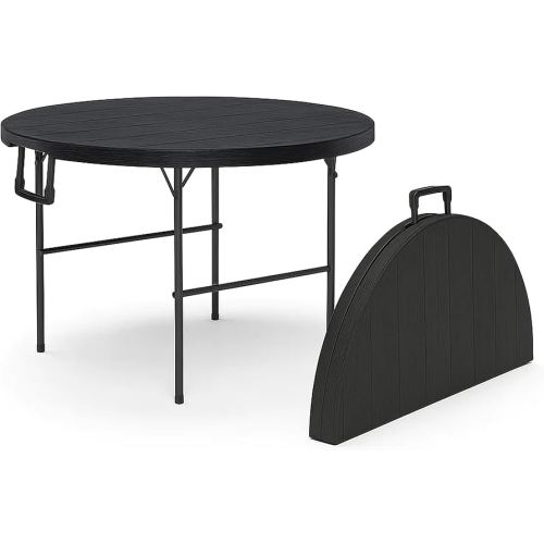 3.5 Feet Circular Round Foldable Table with Built in Handle & Steel Legs | Heavy Duty Portable | Perfect for Party, Dining, Wedding, Events, Picnic Indoor, Outdoor, Camping, Utility