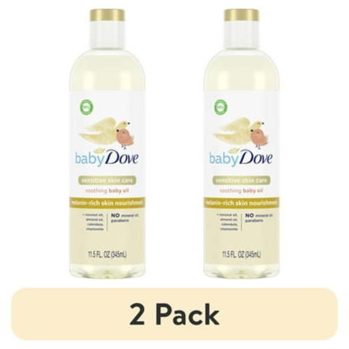 (2 pack) Baby Dove Melanin-Rich Skin Nourishment Baby Oil Sensitivity All Newborn Skin, 11.5 oz