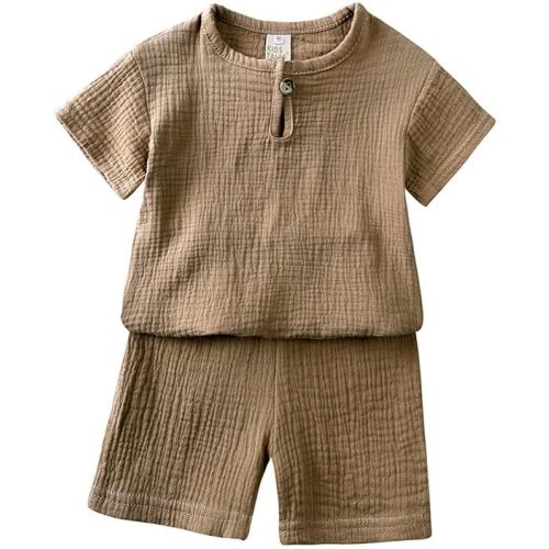 Yabijiojio Toddler Baby Boy Clothes Set Cotton Linen Summer Outfits Short Sleeve T-Shirt Shorts Set 2Pcs Boy Clothes Outfits