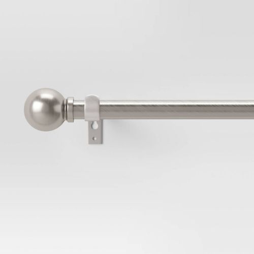 48"-84" Café Ball Curtain Rod Brushed Nickel - Room Essentials™: Adjustable Metal, Single Rod, Silver Finish