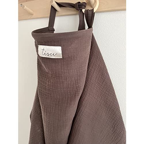 Nursing Cover for Baby Breastfeeding & Pumping | Multi Use Car Seat Stroller Cover | Breathable Soft Muslin Cotton | Breast Feeding Apron & Shawl by TISU (Dark Brown (Neutral))