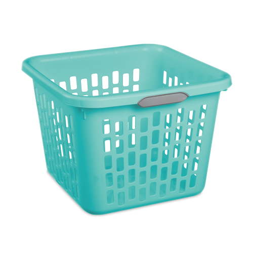 Sterilite 1.5 Bushel Square Laundry Basket, Plastic Laundry Basket with 2 Comfort Grip Handles, Teal