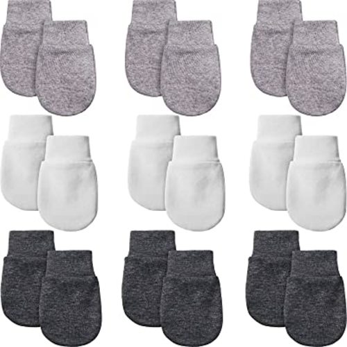 9 Pairs Newborn Baby Mittens Infant Toddler Gloves No Scratch Mittens Unisex Cotton Gloves for 0-6 Months Baby Boys Girls
