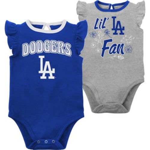 Girls Newborn & Infant Royal/Heather Gray Los Angeles Dodgers Little Fan Two-Pack Bodysuit Set