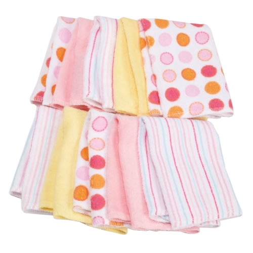 Spasilk 10 Pack Washcloths, Pink Dots