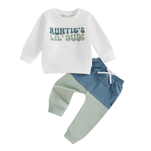 BemeyourBBs Toddler Baby Boy Fall Winter Clothes Funny Letter Long Sleeve Sweatshirt and Pants Set 2 Piece Sweatsuit Outfit