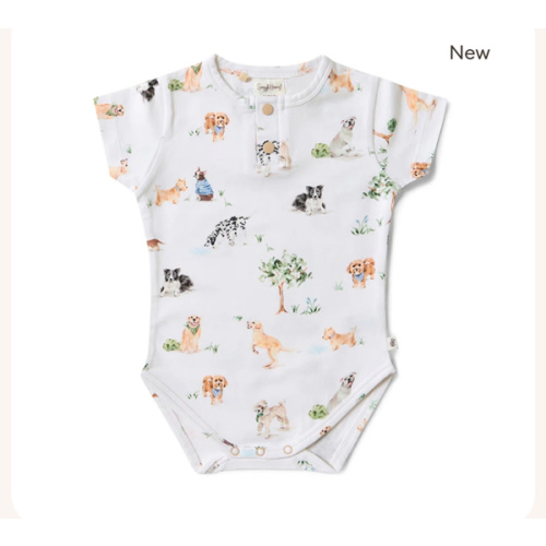 Dog Park Short Sleeve Organic Bodysuit | Snuggle Hunny