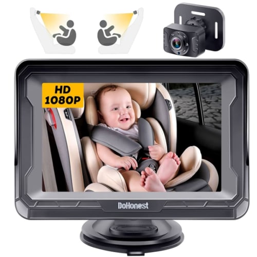 DoHonest Baby Car Camera HD 1080P - Rear-Facing Car Baby Monitor with Night Vision, Adjustable View Angle, Easy Setup, Anti-Glare Display, Safety for Kids & Infants