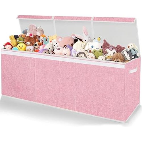 Toy Storage for Girls - Extra Large Kids Toy Box Chest,Collapsible Toy Organizers and Storage for Nursery,Playroom,Office 35.8"x12.6"x16"(Pink)