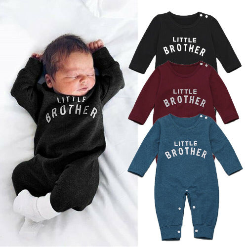 Ma&Baby Winter Baby Boys Little Brother Romper Jumpsuit Bodysuit, Black, 0-3 Months
