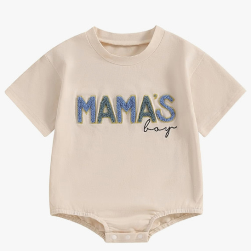 FIOMVA Baby Boy Fall Clothes Newborn Bubble Romper Toddler Long Sleeve Mama's Boy Letter Bodysuit Winter Infant Outfits
