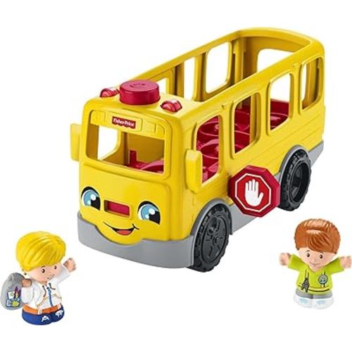 Fisher-Price Little People Musical Toddler Toy Sit with Me School Bus with Lights Sounds & 2 Figures for Pretend Play Kids Ages 1+ Years​