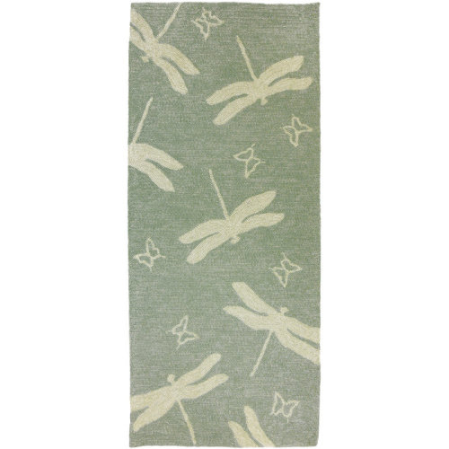 August Grove® Castellane Dragonfly Animal Print Hand Hooked Sage Green Area Rug & Reviews | Wayfair