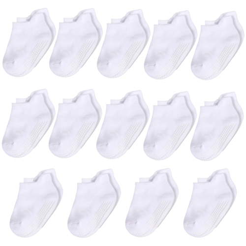 14-Pack White Infant Baby Toddler Girl Boy Socks with Grips for 0-6 6-12 Months 3T-4T 4T-5T