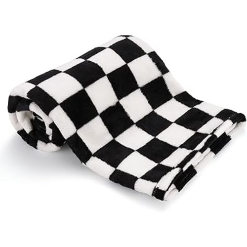 Plush Soft with Checkered Baby Blanket Fleece Infant Toddler Blankets for Boys Girls,Super Soft Warm Lightweight Breathable Newborn Receiving Blankets for Crib Stroller 30"×40" (Black)