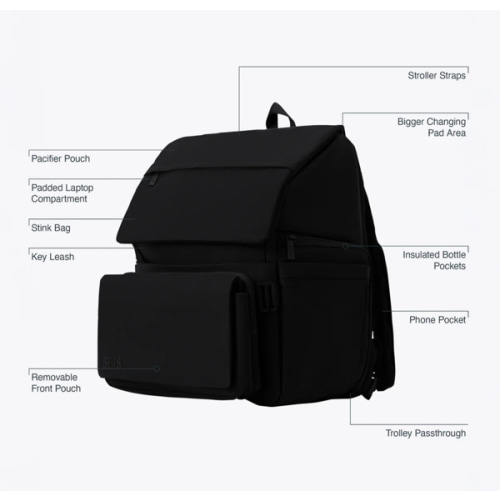 BÉIS 'The Ultimate Diaper Backpack'. Color: Black