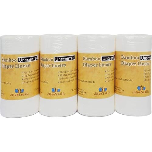 Rayon Unscent Diaper Liners- Fragance Free and Chlorine Free(4PK) 400 Count by BlueSnail(White)