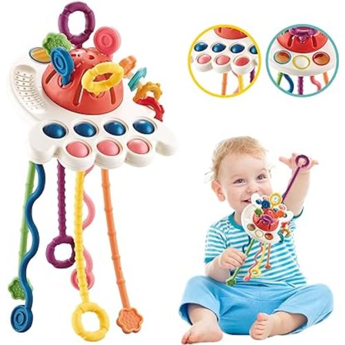 Montessori Toys for Babies 6-12 12-18 Months Baby Sensory Teething Pull String Activity Toy for Toddlers 1-3 1 Year Old Girl Boy Gifts
