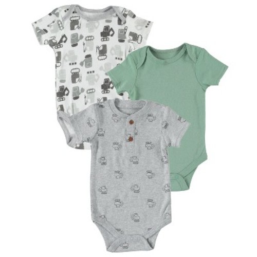 Chick Pea Gender Neutral Baby Onesie Short Sleeve Bodysuit Cute Baby Shower Gift, Color: Construction grey, Size: 0-3 months