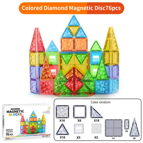 LivinVeluris Magnetic Tiles 76pcs Kids Toys Classroom Sensory Toy for Toddlers, STEM Learning Building Blocks, Montessori Pretend Play Magnet Tile Construction Ages 3+ - Walmart.ca