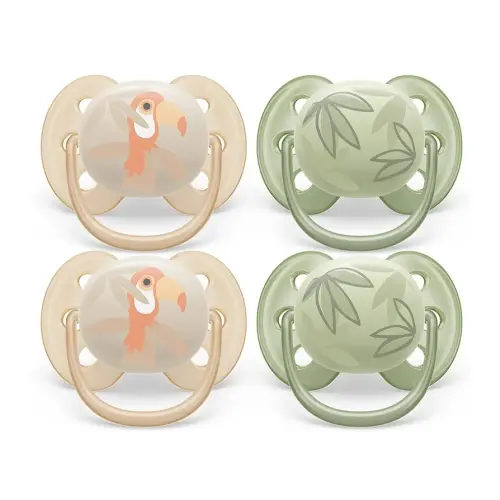 Philips Avent Ultra Soft Pacifier - 4 x Soft and Flexible Baby Pacifiers for Babies Aged 0-6 Months, BPA Free with Sterilizer Carry Case, SCF091/24