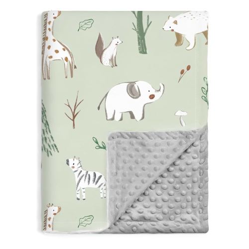 BORITAR Baby Blanket for Boy Girls Soft Lightweight Minky Blanket with Double Layer Dotted Fleece Backing for Toddler Infant Newborn with Lovely Woodland Animal Design, 30 x 40 Inch