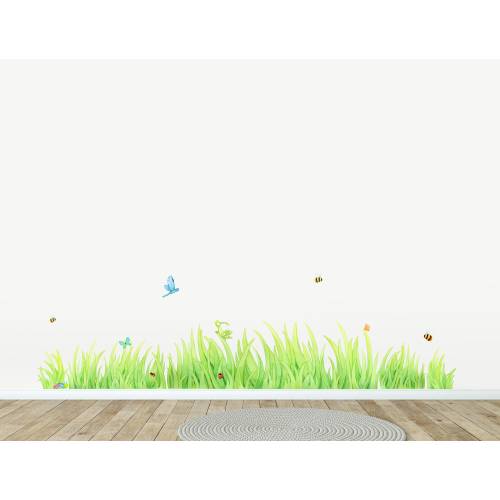 Fabric Wall Decal, Grass Wall Decal, Watercolour Meadow Wall Art, Kids Wall Stickers