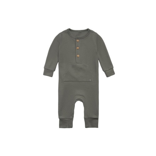 Waffle Knit Romper with Kangaroo Pocket, 6-9M