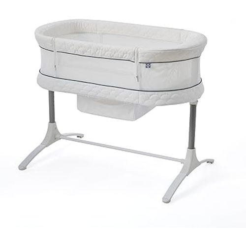 SEALY BABY Cozy Cool Breathable Bassinet & Bedside Sleeper Bed, 2 in 1 Cooling Newborn Crib, Safe & Comfortable Room Sharing, 9 Height Adjustable Settings, Storage Basket, Drop Down Panel