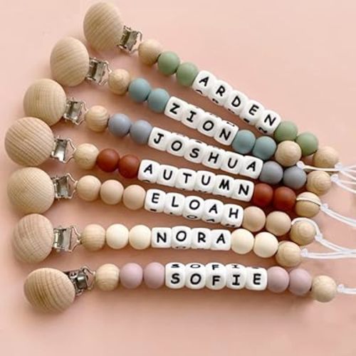 Personalized Pacifier Clip with Name, Customized Pacifier Clip Monogram Silicone Chain for Baby Girl Boys